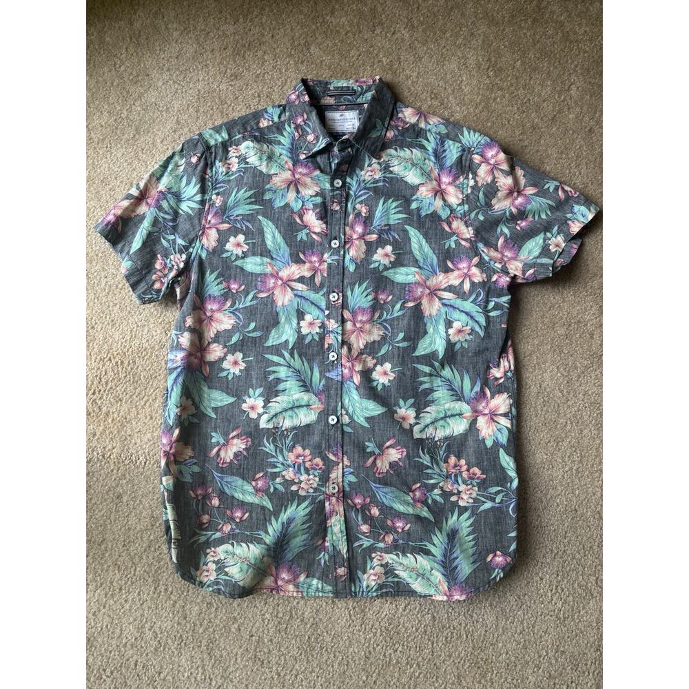 American Heritage Dawson & Brooks Button Up Slim Fit Hawaiian Shirt Size Medium